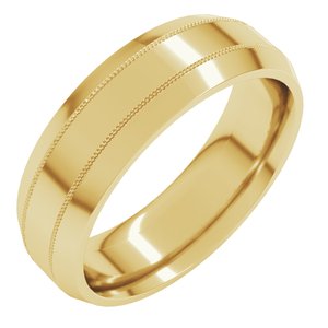 10K Yellow Gold Standard Weight Milgrain Beveled Edge Comfort Fit Band