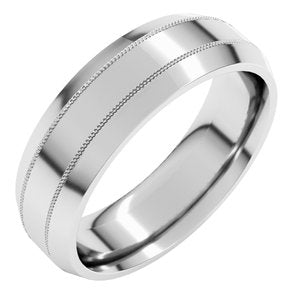 14K Yellow Or White Gold Or Platinum 6 Mm Standard Weight Milgrain Beveled Edge Comfort Fit Band