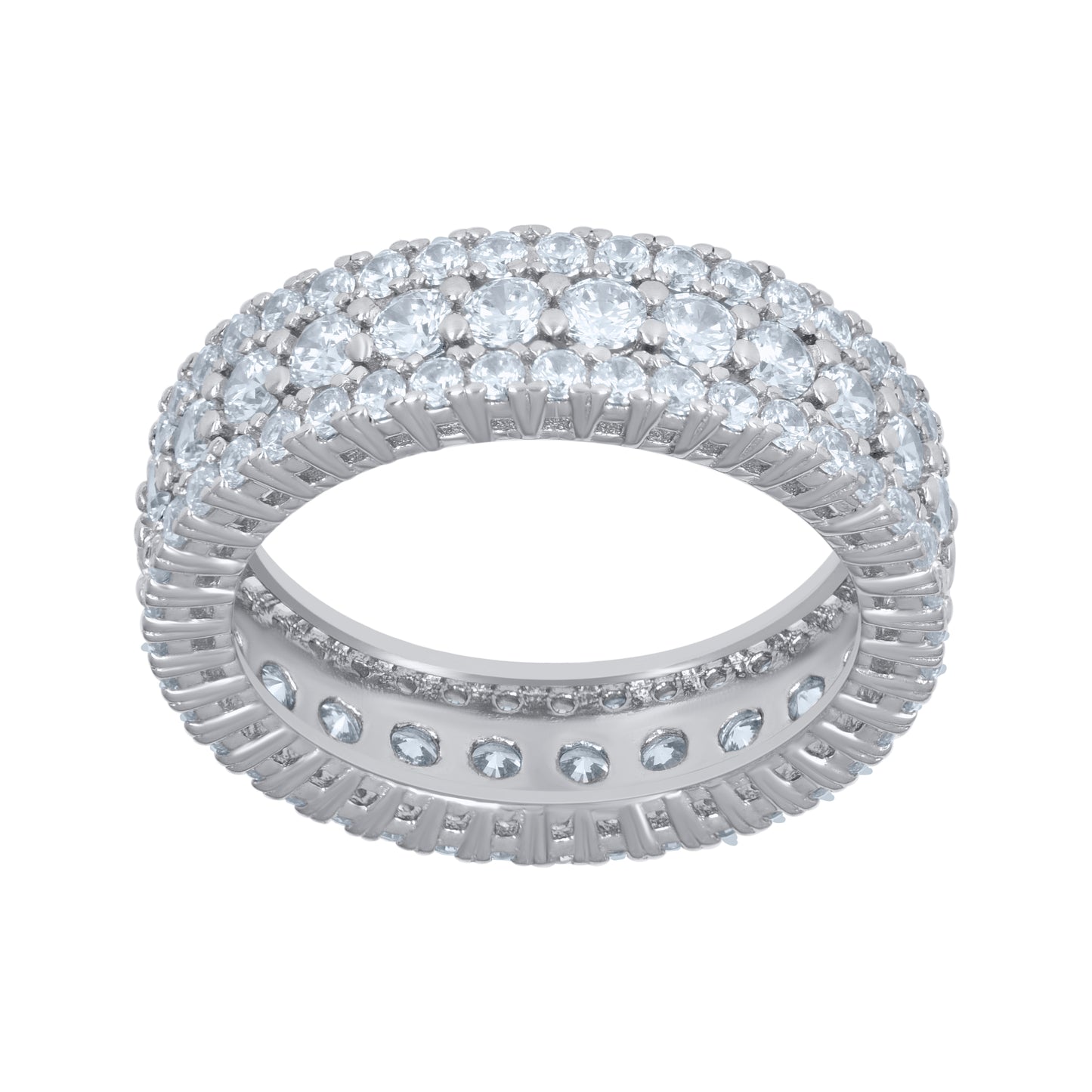 Sterling Silver Womens Cubic-Zirconia Fashion Bridal Anniversary Wedding Engagement Band Ring