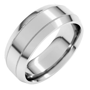 14K Yellow Or White Gold Or Platinum 7 Mm Standard Weight Milgrain Beveled Edge Comfort Fit Band