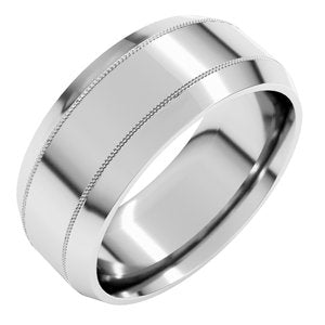 10K White Gold Standard Weight Milgrain Beveled Edge Comfort Fit Band