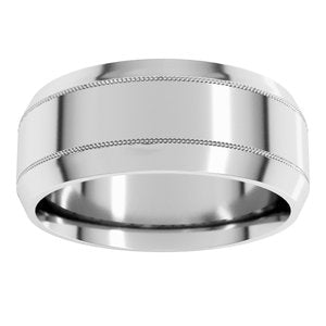 10K White Gold Standard Weight Milgrain Beveled Edge Comfort Fit Band