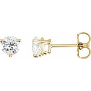 14K Yellow Gold Round 4.5Mm Si1-Si2, Gh 3/4 Ctw Lab-Grown Diamond 3-Prong Friction Back Earrings