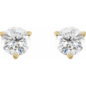 14K Yellow Gold Round 4.5Mm Si1-Si2, Gh 3/4 Ctw Lab-Grown Diamond 3-Prong Friction Back Earrings