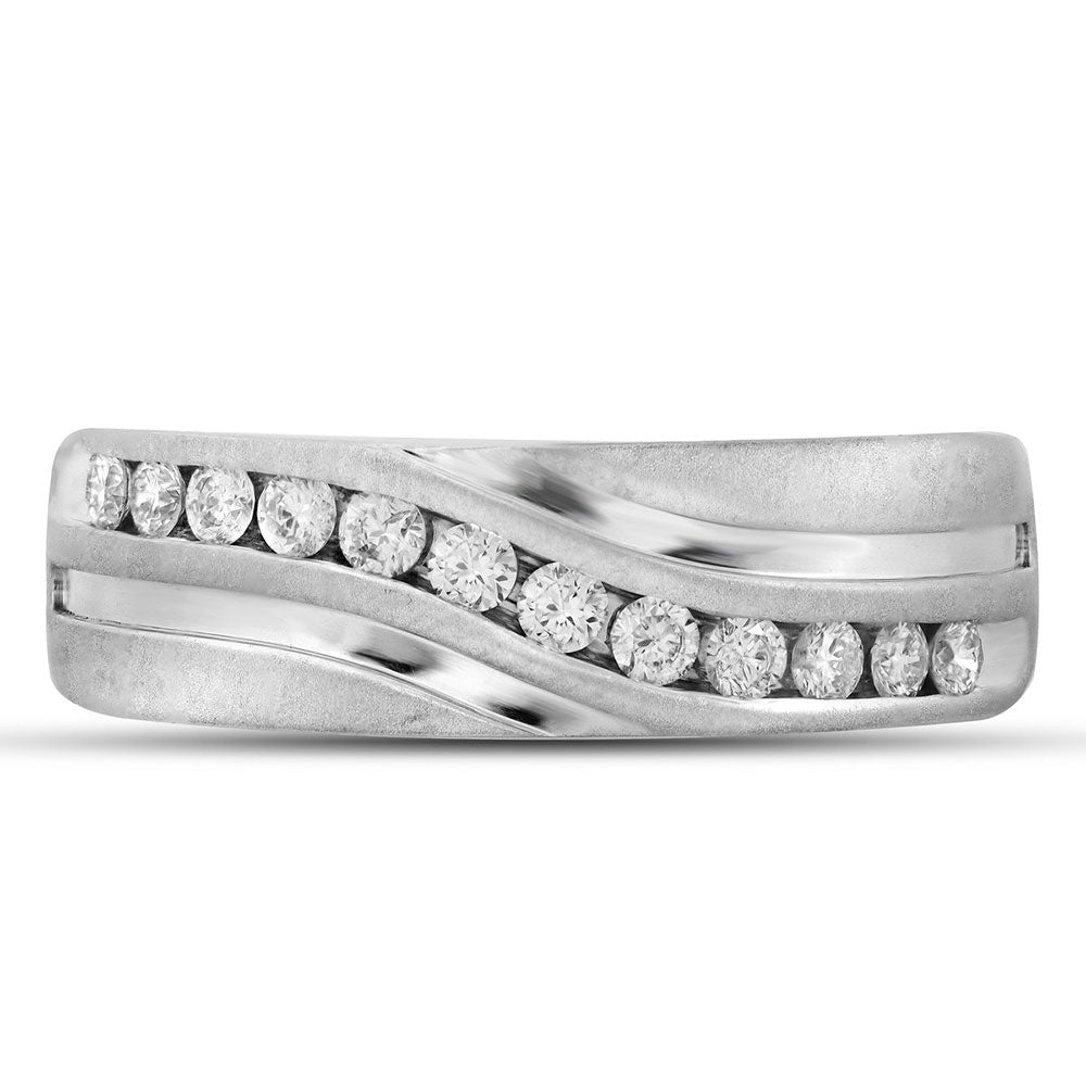 10K White Gold Mens Round Diamond Wedding Band Ring 1 Cttw, Mens Size: 7-13