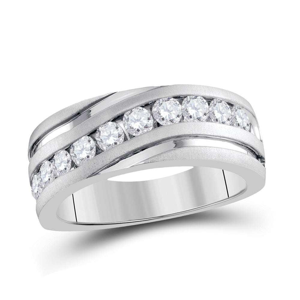 10K White Gold Mens Round Diamond Wedding Band Ring 1 Cttw, Mens Size: 7-13