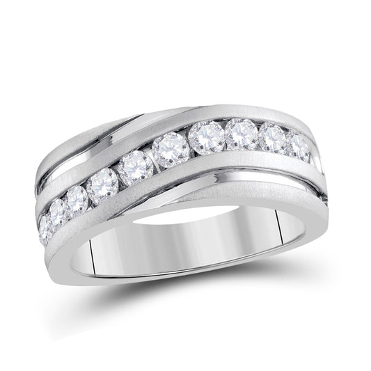 10K White Gold Mens Round Diamond Wedding Band Ring 1 Cttw, Mens Size: 7-13
