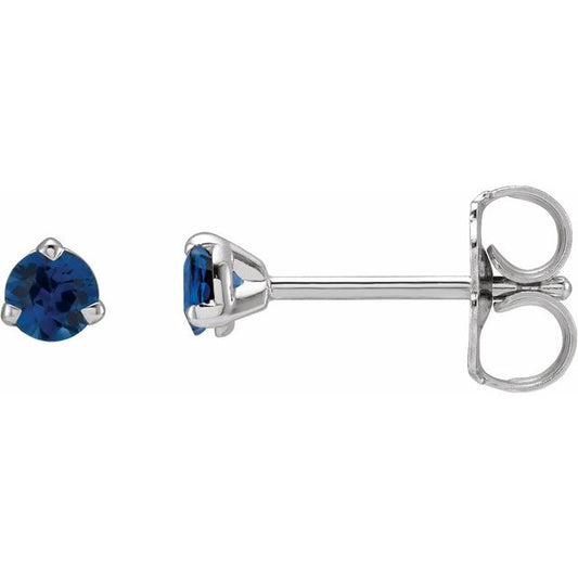 14K Yellow Or White Gold Round 3 Mm Friction  3-Prong Polished Natural Gemstone 3-Claw Prong Earring