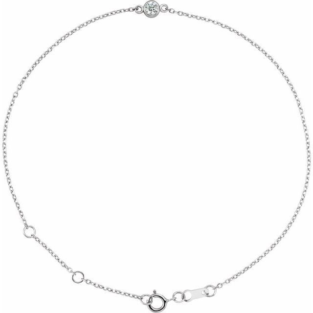 14K Yellow Or White Gold Or Sterling Silver 1-Stone Round 3 Mm 8.7 X 4.8 Mm Polished Natural Gemstone Bezel-Set Solitaire Bracelet