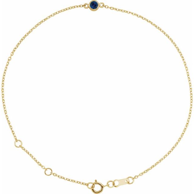 14K Yellow Or White Gold Or Sterling Silver 1-Stone Round 3 Mm 8.7 X 4.8 Mm Polished Natural Gemstone Bezel-Set Solitaire Bracelet