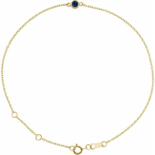 14K Yellow Or White Gold Or Sterling Silver 1-Stone Round 3 Mm 8.7 X 4.8 Mm Polished Natural Gemstone Bezel-Set Solitaire Bracelet