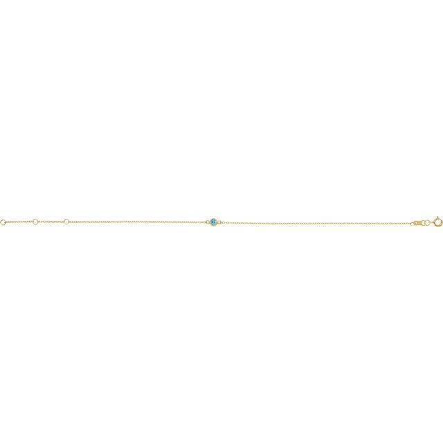 14K Yellow Or White Gold Or Sterling Silver 1-Stone Round 3 Mm 8.7 X 4.8 Mm Polished Natural Gemstone Bezel-Set Solitaire Bracelet