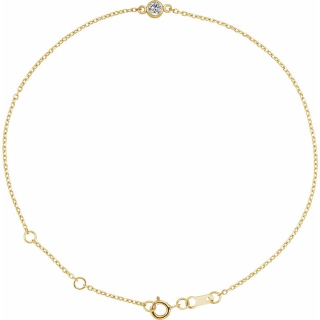 14K Yellow Or White Gold Or Sterling Silver 1-Stone Round 3 Mm 8.7 X 4.8 Mm Polished Natural Gemstone Bezel-Set Solitaire Bracelet