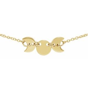 14K Yellow Gold 17.24 X 10.45 Mm 18 In Polished Triple Goddess Necklace