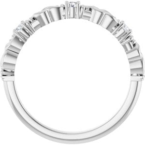 14K White Gold Round 2 Mm Polished 1/10 Ctw Natural Diamond Sculptural Anniversary Band Size 7