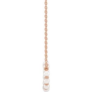 14K Rose Gold Pearl 3 Mm  Cultured White Freshwater Pearl Bar Necklace, Length: 18 In