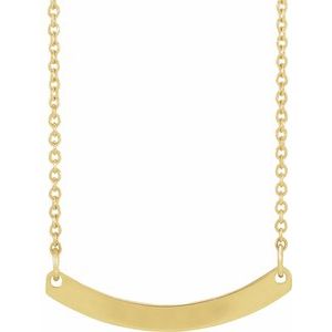 18K Yellow Gold-Plated Sterling Silver Engravable Curved Bar 18" Necklace