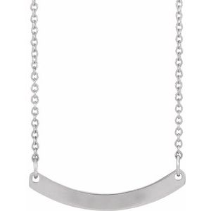 Sterling Silver 21.6 X 5.62 Mm 18 In Polished Engravable Curved Bar Necklace