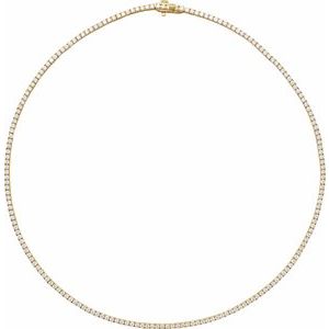 14K Yellow Gold Round 2Mm G-H I1 5 7/8 Ctw Natural Diamond Line Necklace, Length: 16 In