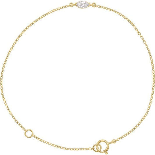 14K Yellow Or White Gold Marquise  6 X 3Mm :: 1/4 Ct Si, Ghi 6 1/2-7 1/2 In Polished 1/4 Ct Lab-Grown Diamond Bracelet