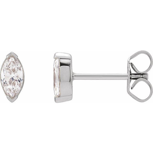 14K White Gold Marquise 6 X 4Mm Si, Ghi Friction 2-Prong Polished 1/2 Ctw Lab-Grown Diamond Stud Earrings