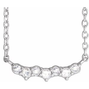 14K White Gold 13.87 X 4.18 Mm 18 In Polished .06 Ctw Petite Scattered Rose-Cut Natural Diamond Necklace