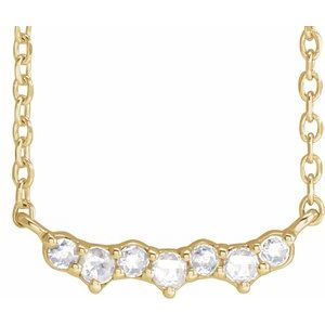 14K Yellow Gold 13.87 X 4.18 Mm 18 In Polished .06 Ctw Petite Scattered Rose-Cut Natural Diamond Necklace