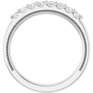 14K White Gold Round 2 Mm Polished 1/8 Ctw Natural Diamond Milgrain Anniversary Band Size 7