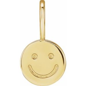 14K Yellow Gold 14.83 X 7.99 Mm Polished Smiley Face Charm Pendant