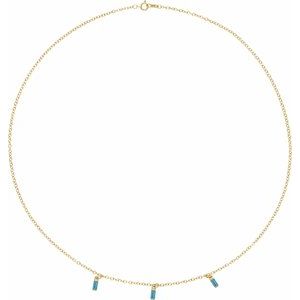 14K Yellow Or White Gold Or Sterling Silver 4 X 2 Mm 16 In Polished Natural Gemstone Articulated Baguette Choker