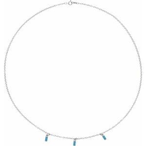 14K Yellow Or White Gold Or Sterling Silver 4 X 2 Mm 16 In Polished Natural Gemstone Articulated Baguette Choker