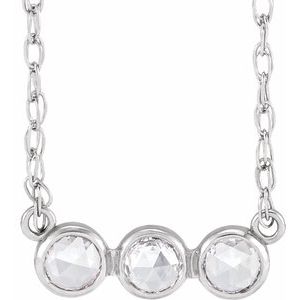 14K White Gold Round 3Mm Ghi Vs/Si1 1/5 Ctw Natural Diamond Rose Cut 3-Stone Necklace, Length: 18 In