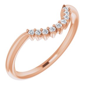 14K Rose Gold Round All Sizes Si2-Si3, G-H :: 0.08 Ctw Polished .08 Ctw Natural Diamond Matching Band