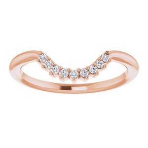 14K Rose Gold Round All Sizes Si2-Si3, G-H :: 0.08 Ctw Polished .08 Ctw Natural Diamond Matching Band