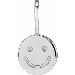 Sterling Silver 14.83 X 7.99 Mm Polished Smiley Face Charm Pendant