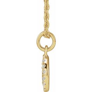 14K Yellow Gold Round .95Mm H+ I1 .08 Ctw Natural Diamond Peace Necklace, Length: 18 In