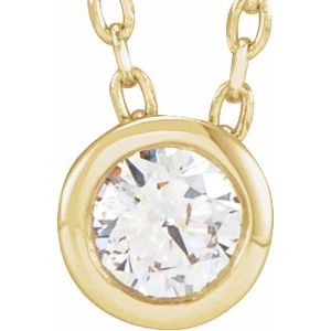 14K Yellow Gold Round 3Mm Gh Si1-Si2 1/10 Ct Lab Grown Diamond Solitaire Bezel-Set Necklace, Length: 18 In