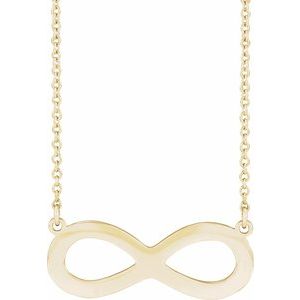 14K Yellow Gold  Engravable Infinity Family Necklace, Length: 18 In