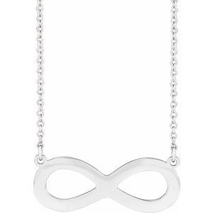 Sterling Silver  Engravable Infinity Family Necklace, Length: 18 In