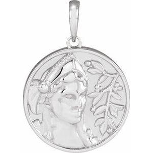 Sterling Silver 22.09 X 15 Mm Polished Athena Coin Pendant