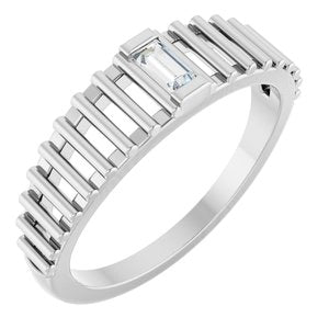 14K White Gold Straight Baguette 3.75 X 2 Mm Polished 1/10 Ctw Natural Diamond Solitaire Ring Size 7