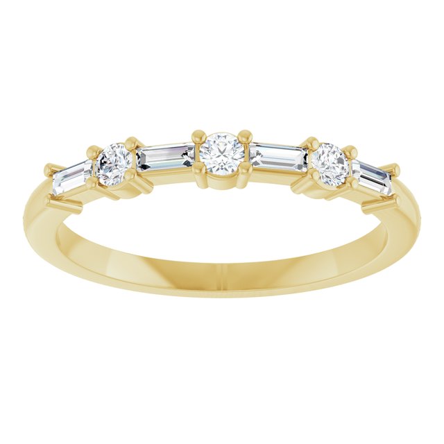 14K Yellow Or White Gold Straight Baguette 3 X 1.25 Mm Polished 1/4 Ctw Natural Diamond Anniversary Band, Size 7