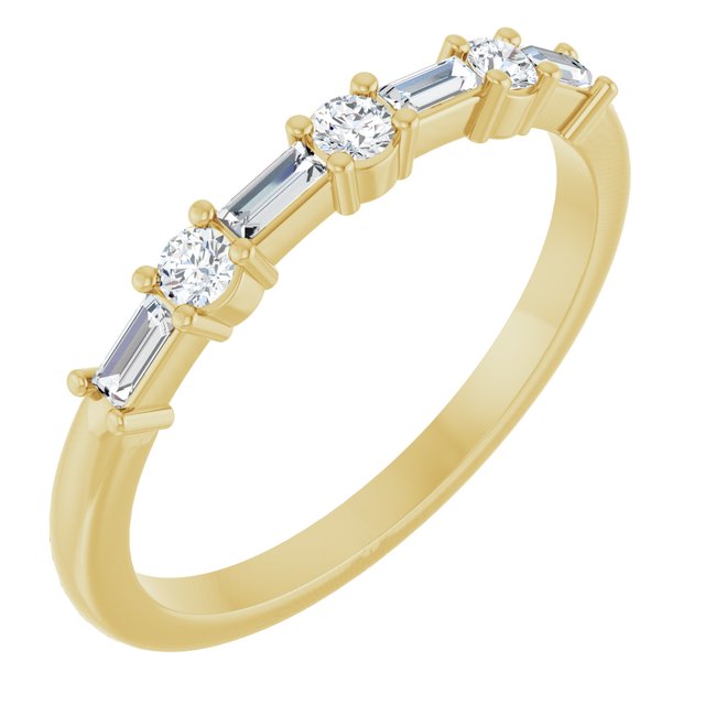 14K Yellow Or White Gold Straight Baguette 3 X 1.25 Mm Polished 1/4 Ctw Natural Diamond Anniversary Band, Size 7