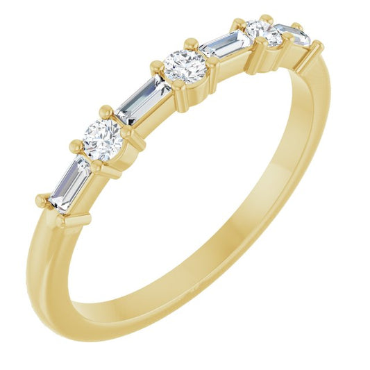 14K Yellow Or White Gold Straight Baguette 3 X 1.25 Mm Polished 1/4 Ctw Natural Diamond Anniversary Band, Size 7