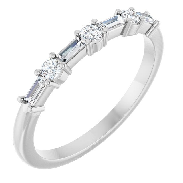 14K Yellow Or White Gold Straight Baguette 3 X 1.25 Mm Polished 1/4 Ctw Natural Diamond Anniversary Band, Size 7