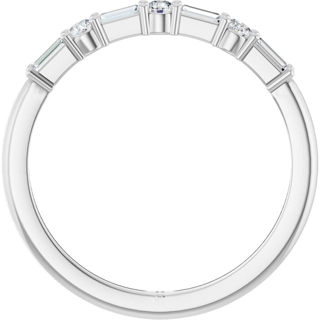 14K Yellow Or White Gold Straight Baguette 3 X 1.25 Mm Polished 1/4 Ctw Natural Diamond Anniversary Band, Size 7