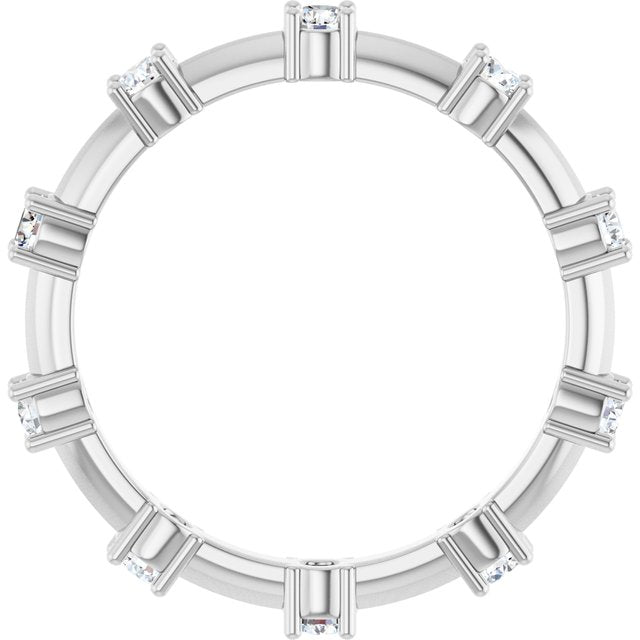 14K White Gold Round 2.5 Mm Si2-Si3, G-H Polished 5/8 Ctw Natural Diamond Knife-Edge Eternity Band, Size 7