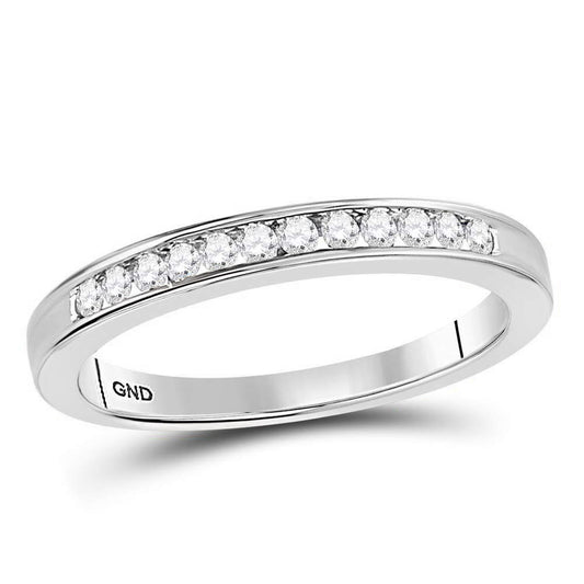 14K White Gold Womens Round Channel-set Diamond Wedding Band 1/6 Cttw, Womens Size: 5-10