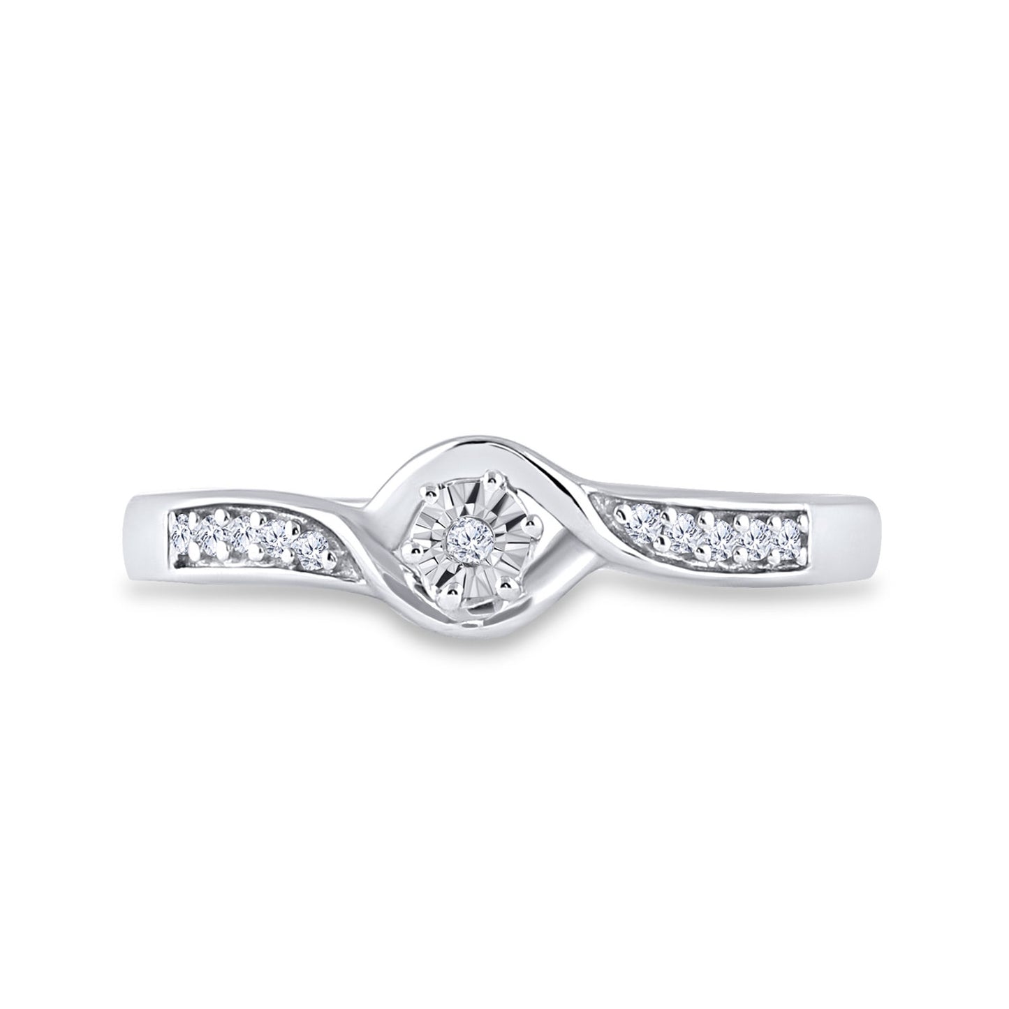 Sterling Silver Womens Round Diamond Solitaire Promise Ring 1/20 Cttw, Womens Size: 5-10