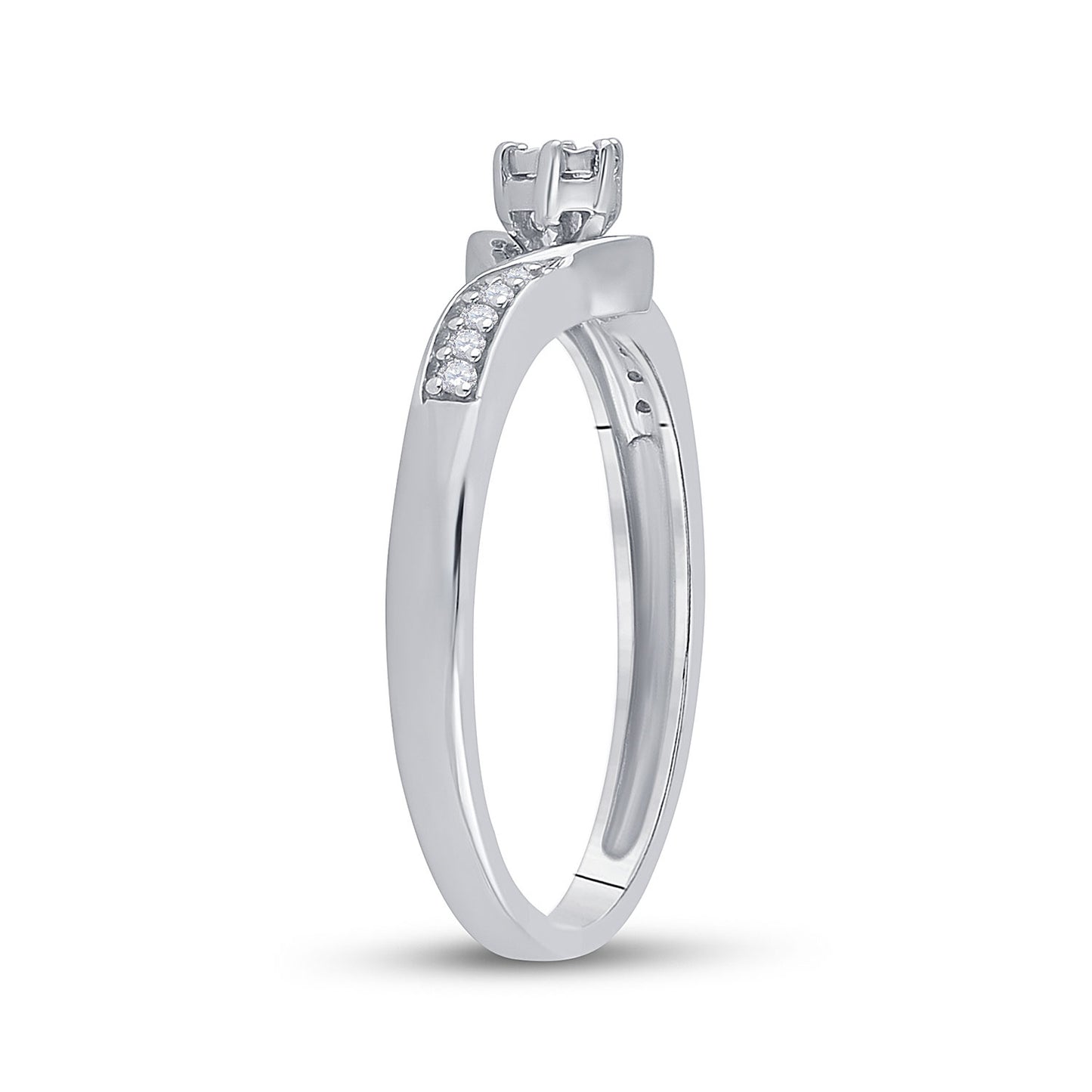 Sterling Silver Womens Round Diamond Solitaire Promise Ring 1/20 Cttw, Womens Size: 5-10
